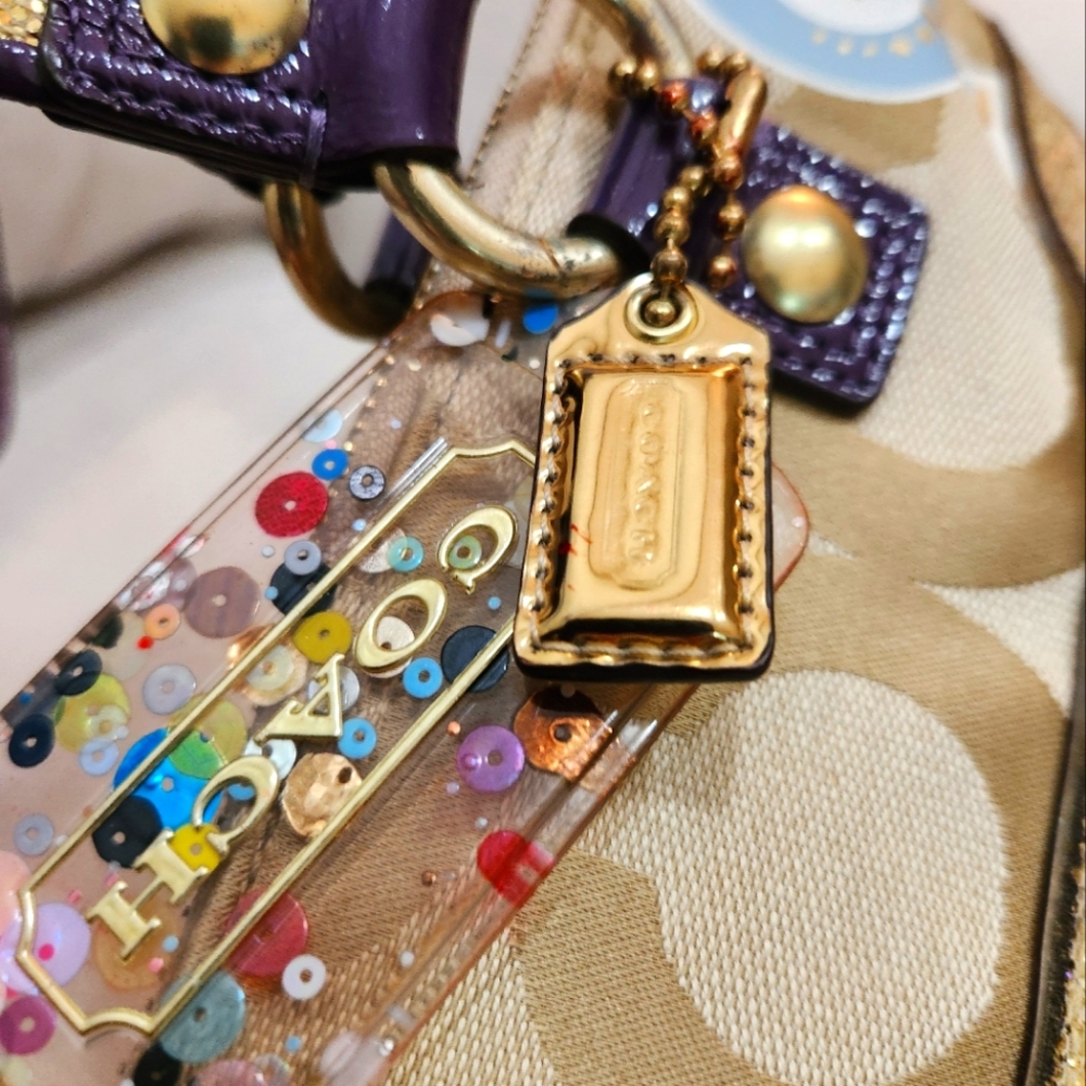Coach Poppy Glam Applique Shoulder Bag Handbag Purse - Picture 9 of 14